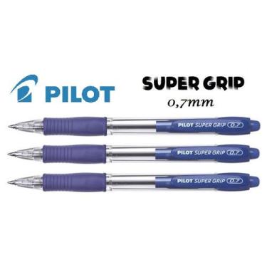 Imagem de Caneta Esferográfica Azul Pilot Super Grip 0,7 Kit com 3