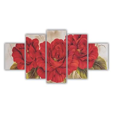 Imagem de Quadros Decorativos Mosaico MDF Floral Flores Buquê Vermelho 2 115x60cm