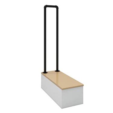 Imagem de Pkfinrd Corrimãos de escada para ambientes internos e externos modernos trilhos de ferro forjado preto antiderrapante para corrimão de escadas, kit de suporte de trilho de corrimão (tamanho: 80 cm)