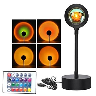 Imagem de Lâmpada de projeção de pôr do sol de LED, rotação de 180 graus, altura ajustável, luz de arco-íris, projetor USB, luz solar, dourado, decoração de sala de estar, luz do sol para fotografia (RGB)
