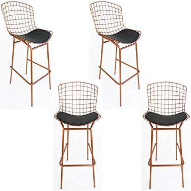 Imagem de Kit 4 Banquetas BERTÓIA cobre assento preto tubular - Poltronas do Sul