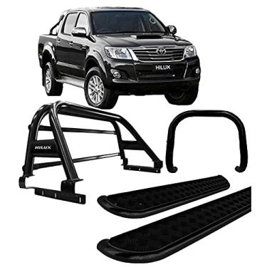 Imagem de Kit quebra mato+Estribo Chapa+Sant Antonio DUPLO Hilux Preto