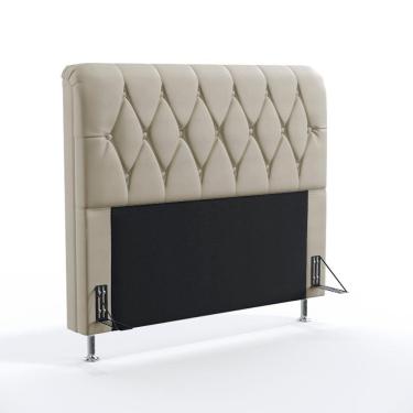 Imagem de Cabeceira Estofada Para Cama Box Sirius 140 Para Cama de Casal Couro Artificial Bege Aradecor