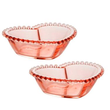 Imagem de Conjunto 2 Bowls Cristal Coração Pearl 15x13x5cm Rosa