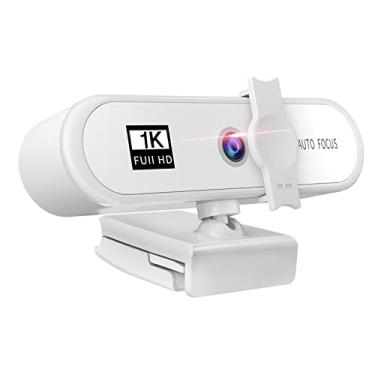 Imagem de Webcam HD 1080P/2K/4K, câmera web de foco automático com tampa de privacidade e tripé, ângulo de 120 graus - branco 1k