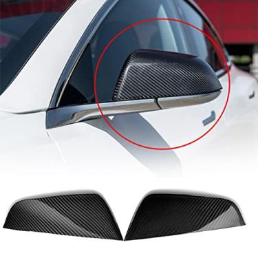 Imagem de FINMOKAL Coberturas De Espelhos Retrovisores De Fibra De Carbono Seca Real Brilhante Para A Tesla Model S 2012-2021 Preto, Fibra De Carbono