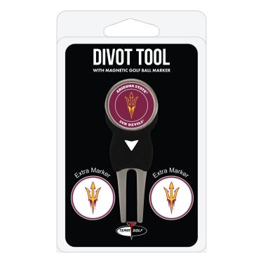 Imagem de Team Golf NCAA Arizona State Sun Devils Divot Tool com 3 marcadores de bola de golfe, os marcadores são esmalte magnético de dupla face removível, cor multitime, tamanho único (20345)
