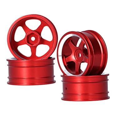 Imagem de Cubos de aro de roda de carro RC, cubos de roda de liga de alumínio 4 peças para esteira rolante 1/12 RC leve para esteira rolante MN86 1/12 RC(vermelho)