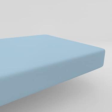 Imagem de Lençol Americano Com Elástico Malha Liso Azul 1,00x1,60 - Bambi Ref 0002