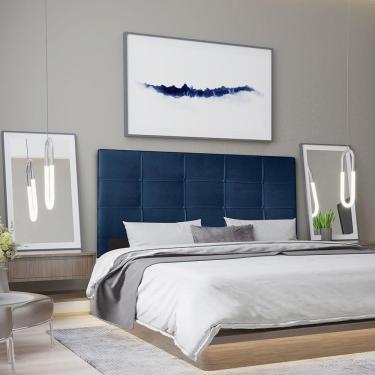 Imagem de Cabeceira Solteiro 0,90m Roma Suede Azul Marinho