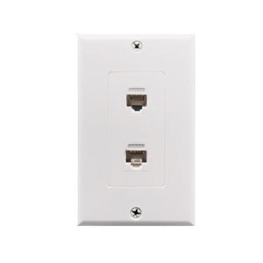 Imagem de Placa de parede e chaveiro 2port Cat6, Fly Tiger, conector Ethernet Rj45, fêmea para fêmea, branco, 2 Portas, Branco