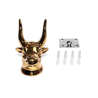 Imagem de Cheerock Ganchos de suporte de parede para guitarra baixo ouro cabeça de touro arte suporte de parede para guitarra baixo elétrica acústica ukulele banjo bandolim