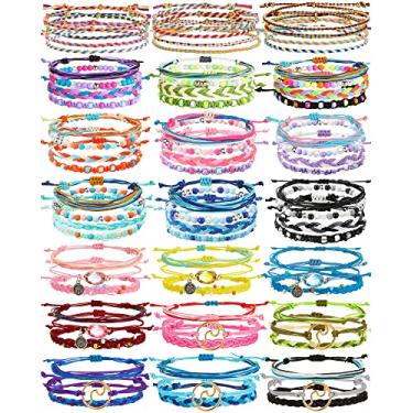 Imagem de 75 Pcs Surfer Wave Bracelet Teen Girls Handmade Friendship Bracelet Ocean Wave Adjustable Anklets Waterproof Woven Bracelet Beach Summer Bracelets for Women Cute Aesthetic Strand Bracelets Jewelry