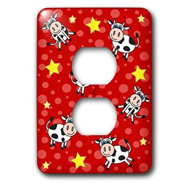 Imagem de 3dRose LLC lsp_13845_6 Happy Cow Boy Print Red 2 Plug Cover Outlet Cover