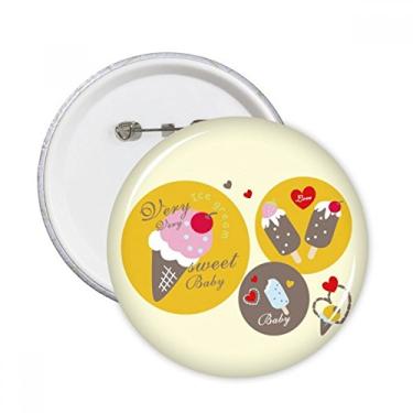 Imagem de Picolé de coração cereja doce sorvete, alfinetes redondos, emblema, decoração de roupas, 5 peças, presente