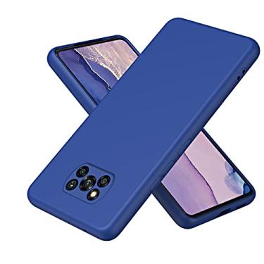 Imagem de Capa de silicone compatível com capa Xiaomi POCO X3/X3 PRO/X3 NFC, capa protetora de silicone líquido ultrafina à prova de choque com forro de microfibra macio anti-riscos capa protetora (Color : Blu