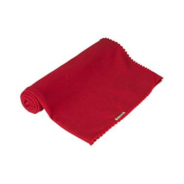Imagem de Manta Bebê de Enrolar em Suedine de Algodão com Babado de Pompom - Vermelho U