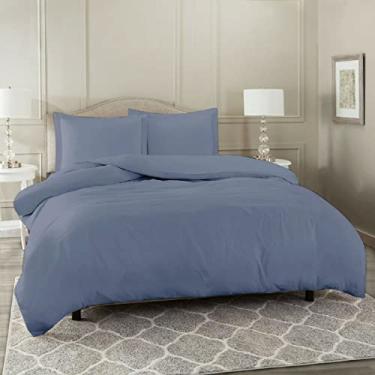 Imagem de Kit Capa de Edredom Queen 2,40 x 2,60 Zíper 400 Fios Microfibra - Duvet (Azul Navy)