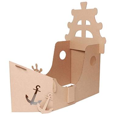 Imagem de Kit Navio Casinha Para Brincar - Papelão - 202701 - Eu Amo Papelão