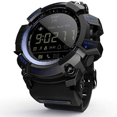 Imagem de Relógio Lokmat 2021 bluetooth digital relógio masculino pedômetro mulher ip68 à prova dip68 água esporte para ios android telefone (Preto-Azul)