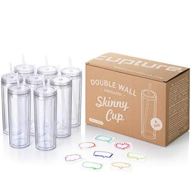 Imagem de Copos de acrílico para copo com canudos da Cupture – 453 ml, pacote com 8, Transparent
