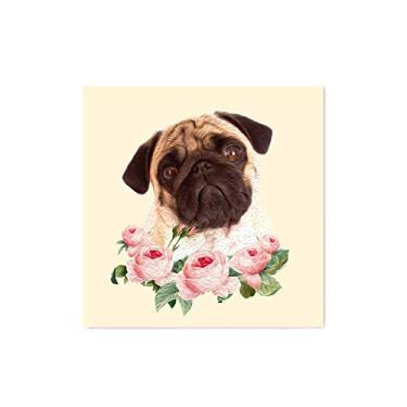 Imagem de Arte Maníacos Quadro Decorativo Pug Flores - 30x30cm