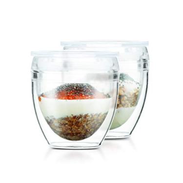 Imagem de Bodum Copo Pavina To Go de parede dupla inquebrável com tampa pacote com 2, 170 g, transparente
