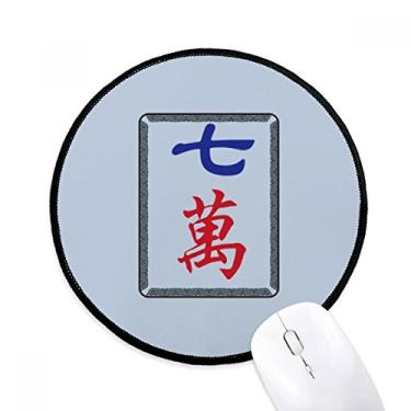 Imagem de Mousepads redondos antiderrapantes Mahjong Million 7 azulejos padrão preto bordas costuradas presente de escritório