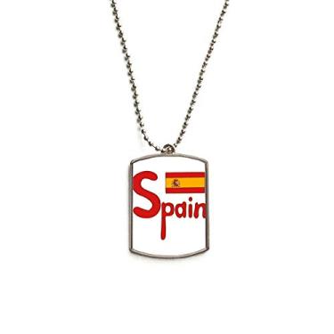 Imagem de DIYthinker Colar com pingente de corrente de aço inoxidável com bandeira nacional da Espanha