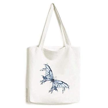 Imagem de Blue Butterfly Kite Art Deco Gift Fashion Tote Bolsa de compras Bolsa casual