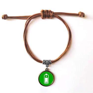 Imagem de DIYthinker Pulseira de couro verde quadrado marcador de aviso pulseira pulseira de couro marrom joia presente
