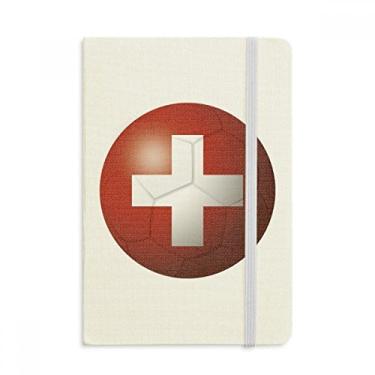 Imagem de Caderno de futebol da bandeira nacional da Suíça com capa dura em tecido oficial diário clássico