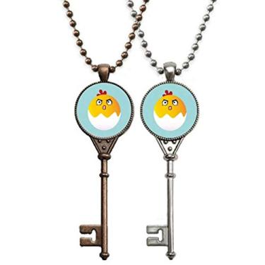 Imagem de OFFbb-USA Colar com pingente de desenho animado de rosto adorável Egg Cry para decoração de casal