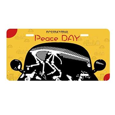 Imagem de DIYthinker Dinosaur Bone Bones Placa de licença preta Etiqueta Decoração de carro Dia da Paz