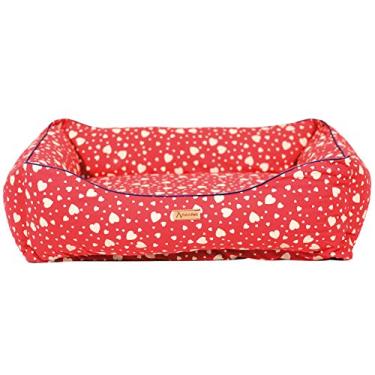 Imagem de Cama PREMIUM Para Cachorro e Gato Patch Petz Com Aquablock Ativo (Vermelho c/Coração, M)