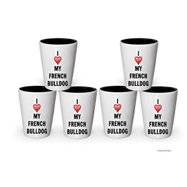 Imagem de I love my French Bulldog Shot Glass - Presentes para amantes de buldogue francês (6)