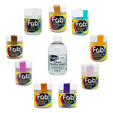 Imagem de Kit 9 Pó/Corante Fab Cintilante + Álcool Comestível Para Decoração