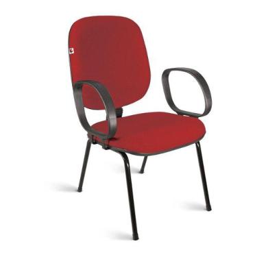Imagem de Cadeira Diretor Pé Palito Braços Tecido Vermelho - Shopcadeiras