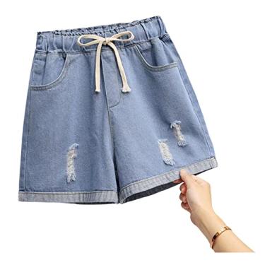 Short Jeans Hot Pants Feminino Bermuda Cintura Alta Destroyed