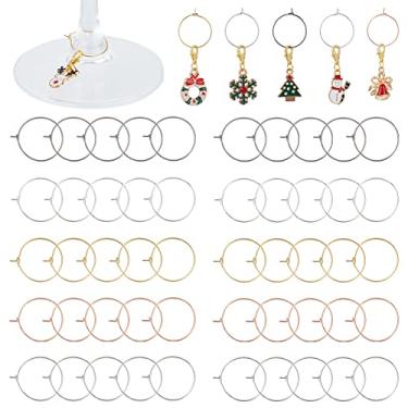 Imagem de PandaHall Elite 200 peças 5 cores 20 mm latão redondo brincos de argola argolas de arame taça de vinho charme anéis de contas aro para artesanato faça você mesmo lembrancinhas de festa