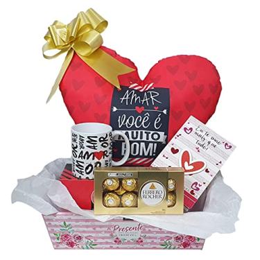 Imagem de Presente De Amor Kit De Presente Com Almofada Caneca Cartão e Chocolate Ferrero Rocher T8 com 8 Bombons Presente Para Namorada