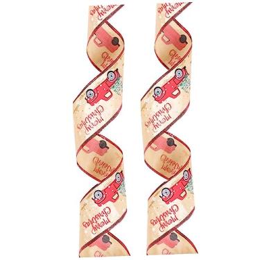Imagem de Amosfun 2 Pçs Fitas De Carro Guirlanda Decoração Desenhos Animados Arco Decoração De Natal Estampado Vintage Banda Tecido Com Fio Caminhão M Para Bandana Festa Floco De Neve