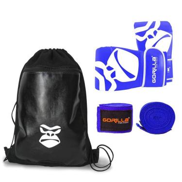 Imagem de Kit Boxe Infantil Luva Bate Saco Pro + Bandagem Elástica 2,5 Metros + Mochila De Costas Gorilla-Unissex