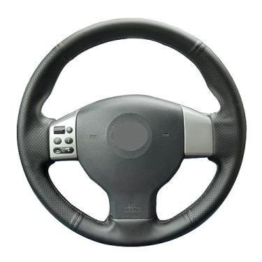 Imagem de Capas de volante de carro de couro preto costuradas à mão, para Nissan Tiida 2004-2010/Sylphy 2006-2011/Versa 2007-2011