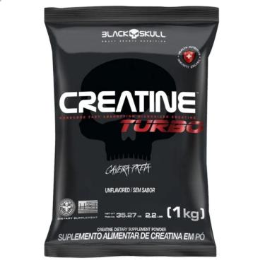 Imagem de REFIL CREATINA TURBO HARDCORE PURA MONOHIDRATADA 1KG BLACK SKULL Natural 