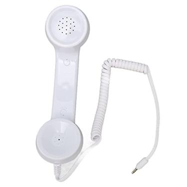 Imagem de Aparelho De Telefone Retrô Multifuncional, Receptor De Telefone Celular Portátil à Prova De Radiação De Som Claro, Controle De Volume Com Fio Para Telefones Celulares E Computadores(branco)