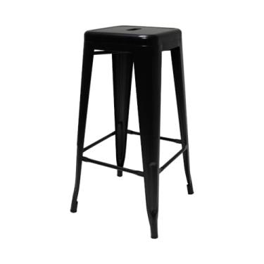 Imagem de Banqueta para Cozinha Bar Metal Tolix Iron Design Industrial Preta