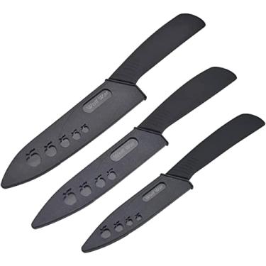 Imagem de Conjunto de facas de cerâmica de cozinha profissional com bainhas, super afiada à prova de ferrugem resistente a manchas (15 cm, faca de chef de 12,7 cm, faca de fruta de 10 cm)