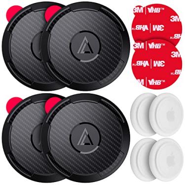 Imagem de Capa IPX8 à prova d'água com suporte AirTag [4 unidades] suporte adesivo 3M VHB fibra de carbono, para Apple Airtag ultradurável, adesivo, design fácil de instalar, para bagagem, bicicleta, scooters, drone câmera escondida