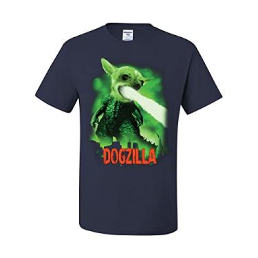 Imagem de Camiseta divertida Dogzilla paródia de filmes amantes de animais de estimação Atomic Breath, Azul-marinho, G